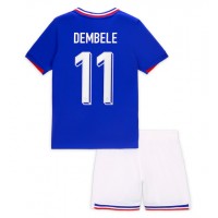 Camiseta Francia Ousmane Dembele #11 Primera Equipación Replica Eurocopa 2024 para niños mangas cortas (+ Pantalones cortos)